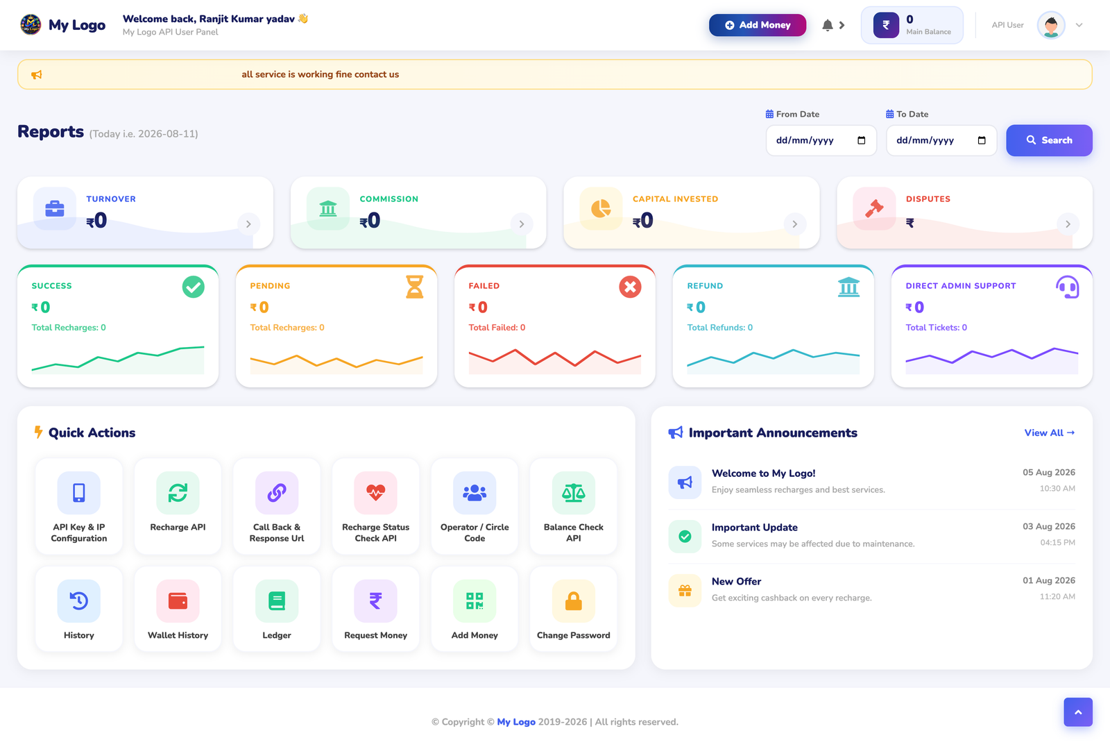 API User Dashboard